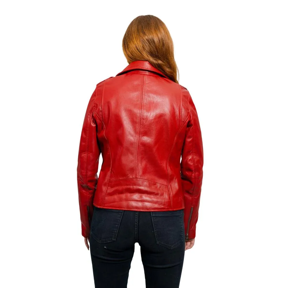 Abigail Women's Vintage Moto Leather Jacket