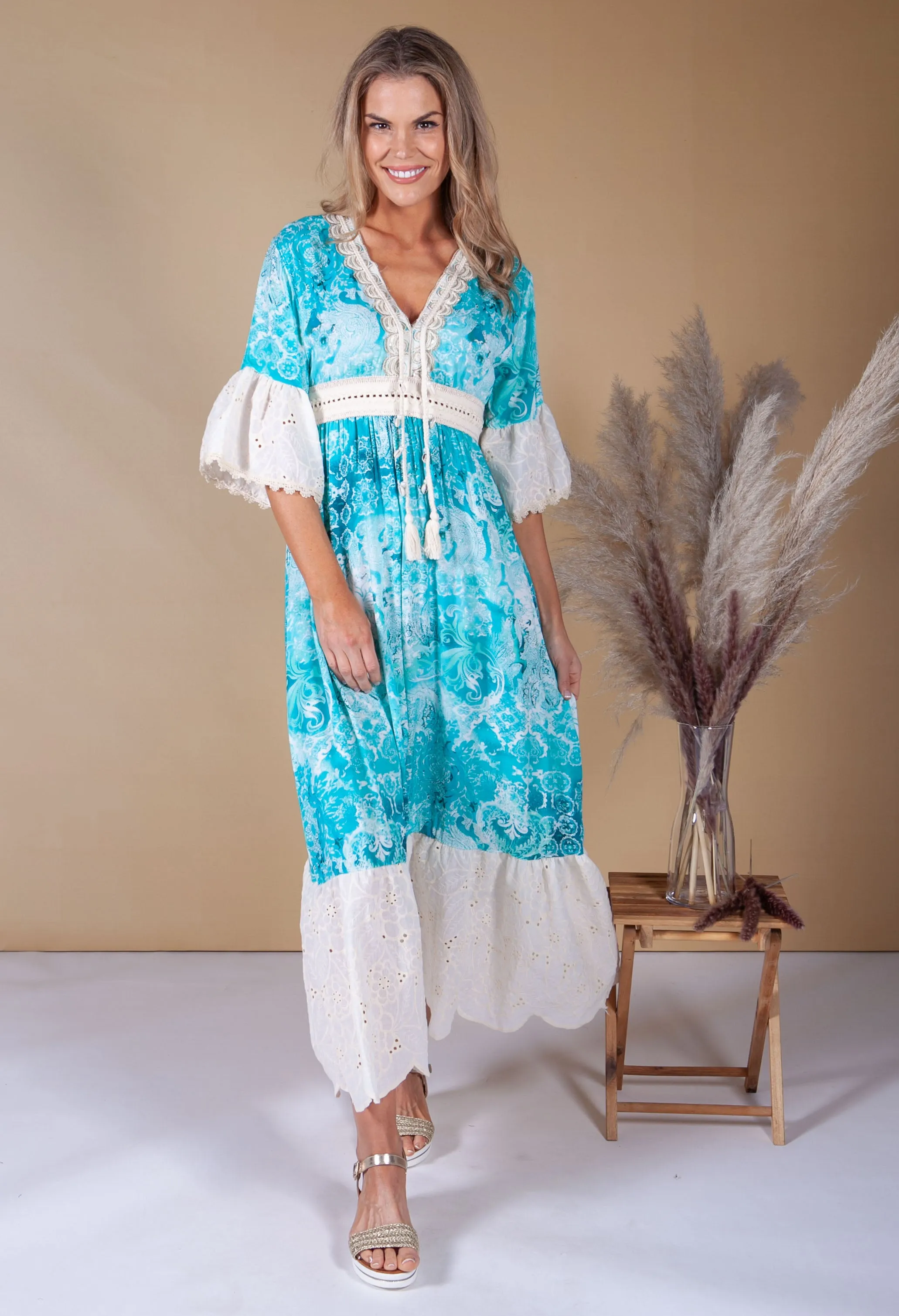 Aqua Boho Dress