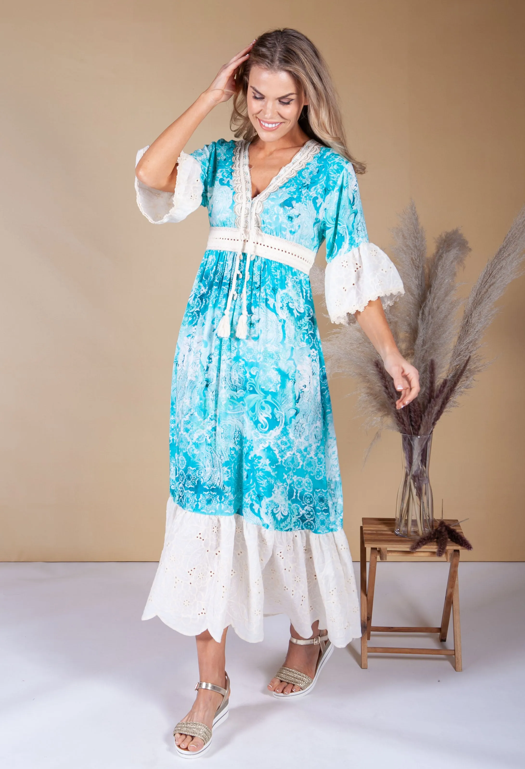 Aqua Boho Dress