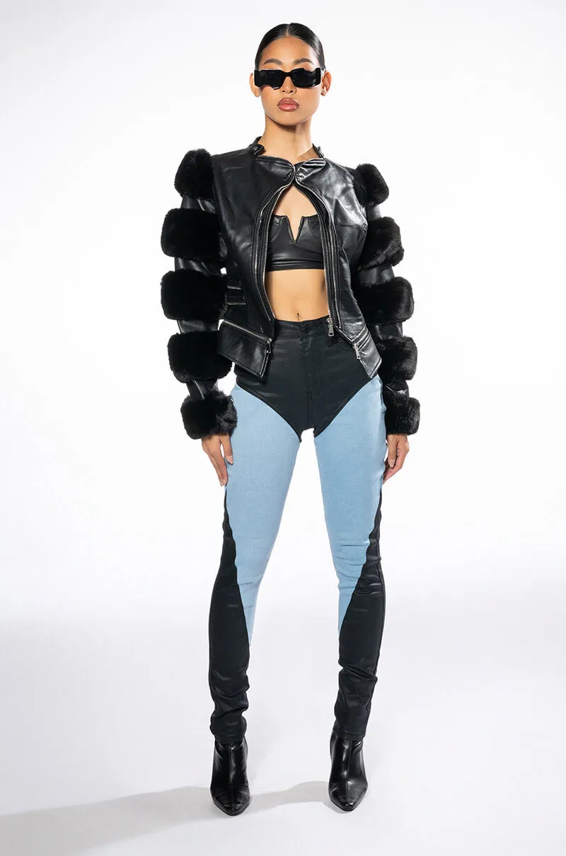 AZALEA WANG BABETTE FAUX FUR MOTO