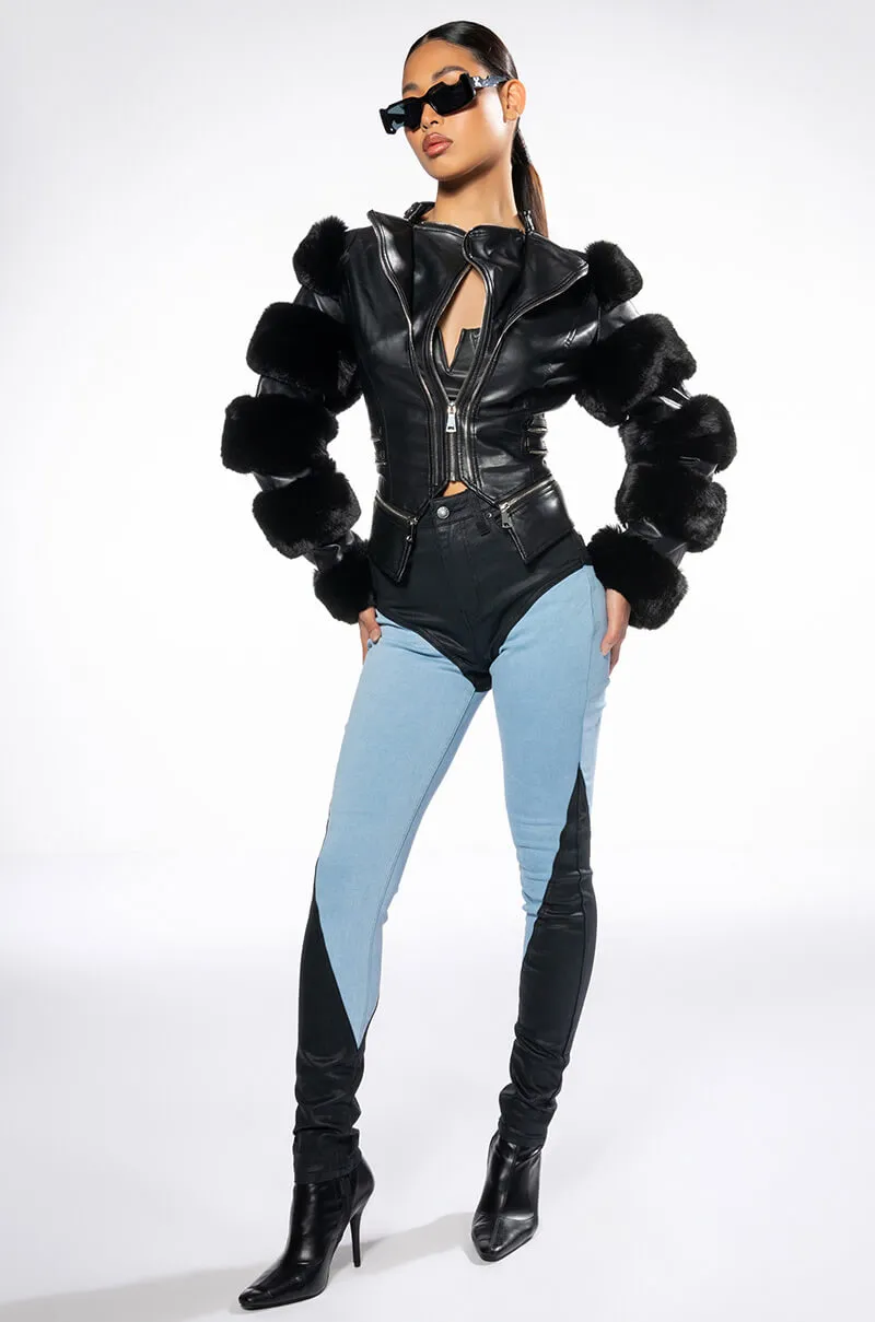 AZALEA WANG BABETTE FAUX FUR MOTO