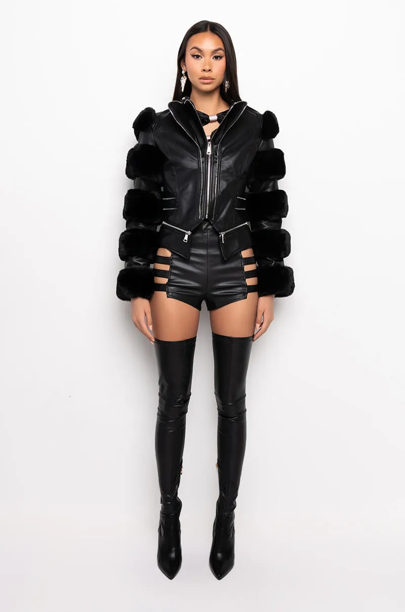 AZALEA WANG BABETTE FAUX FUR MOTO