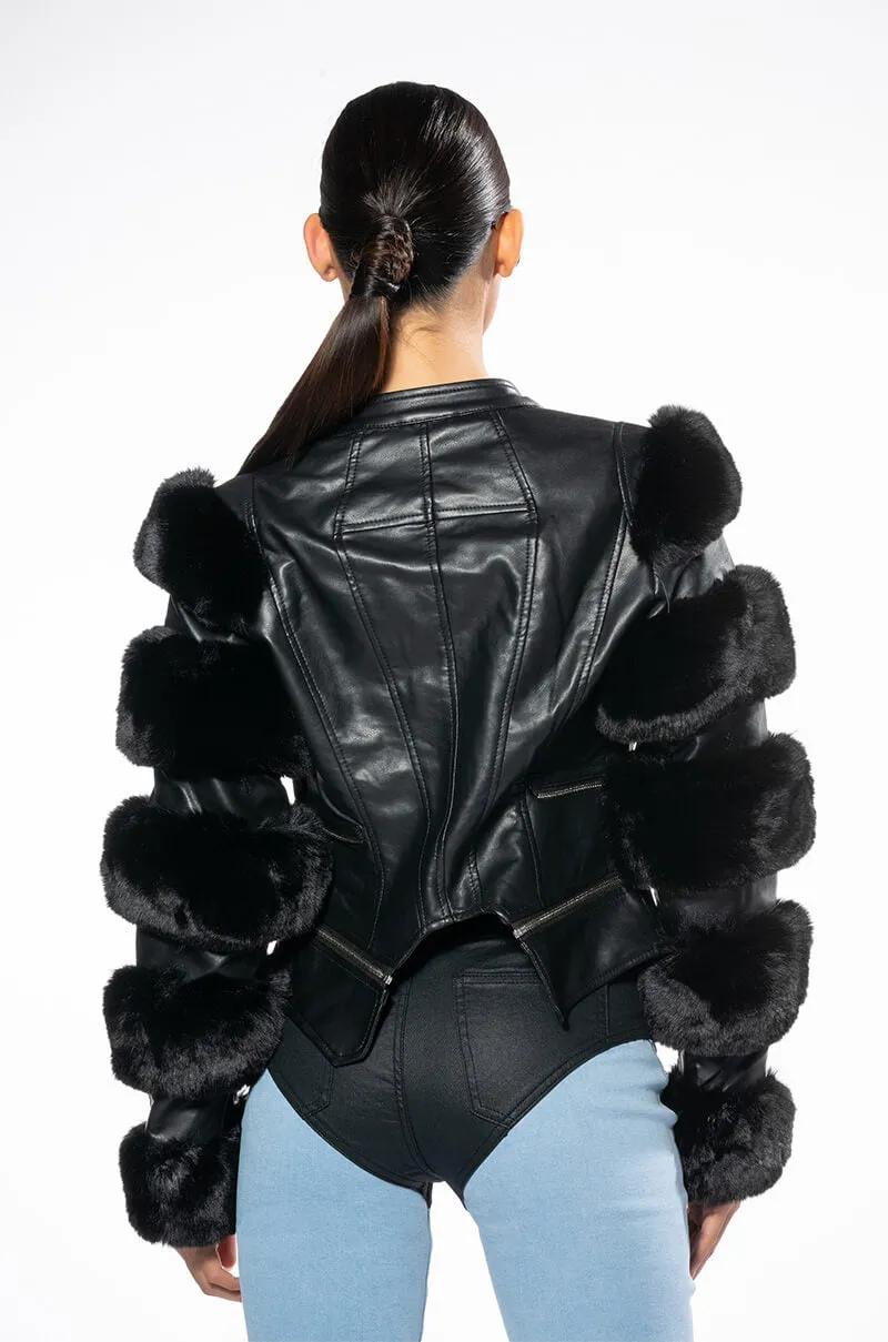 AZALEA WANG BABETTE FAUX FUR MOTO