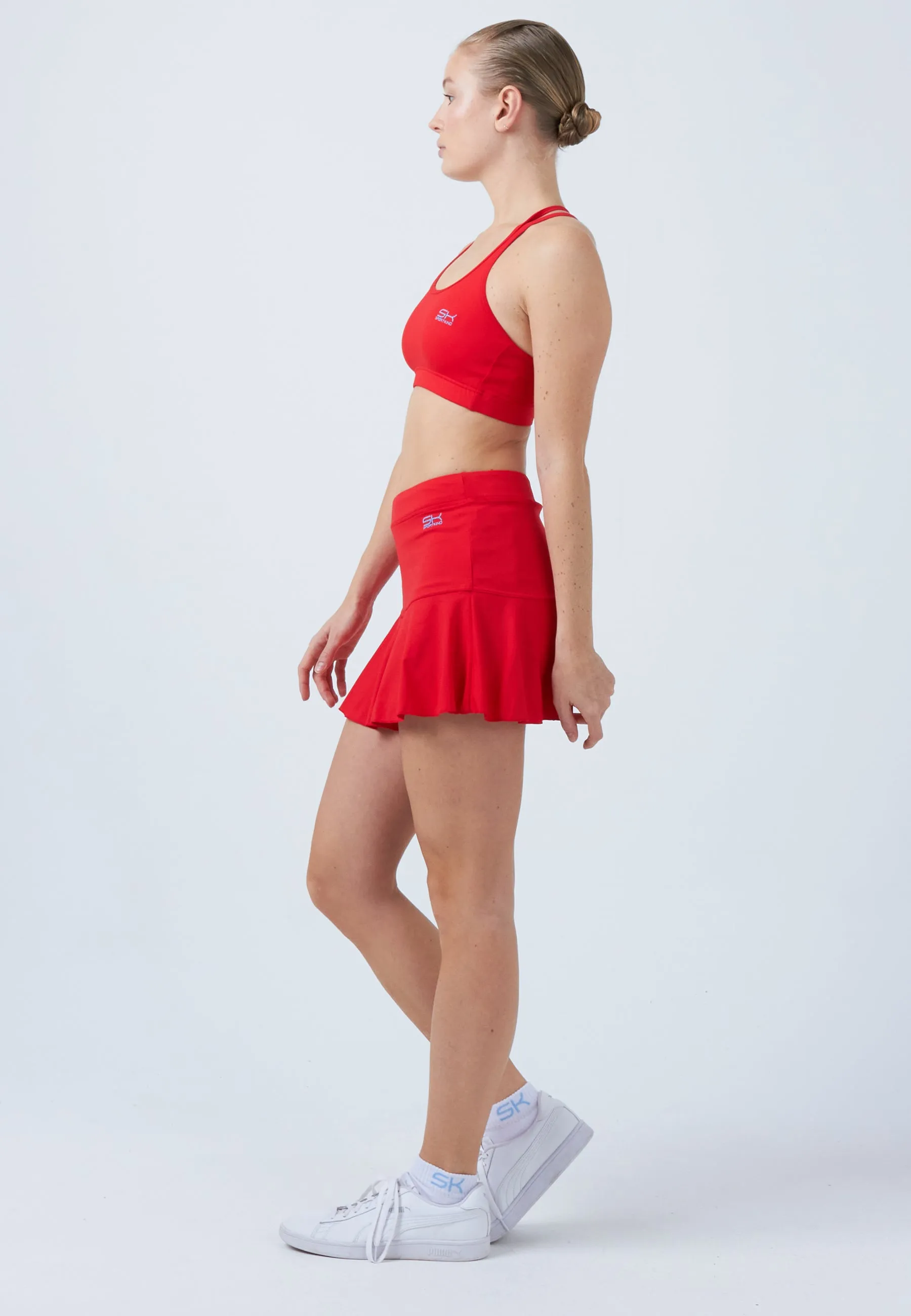 Bell-Shaped Tennis Skirt / Skort, red