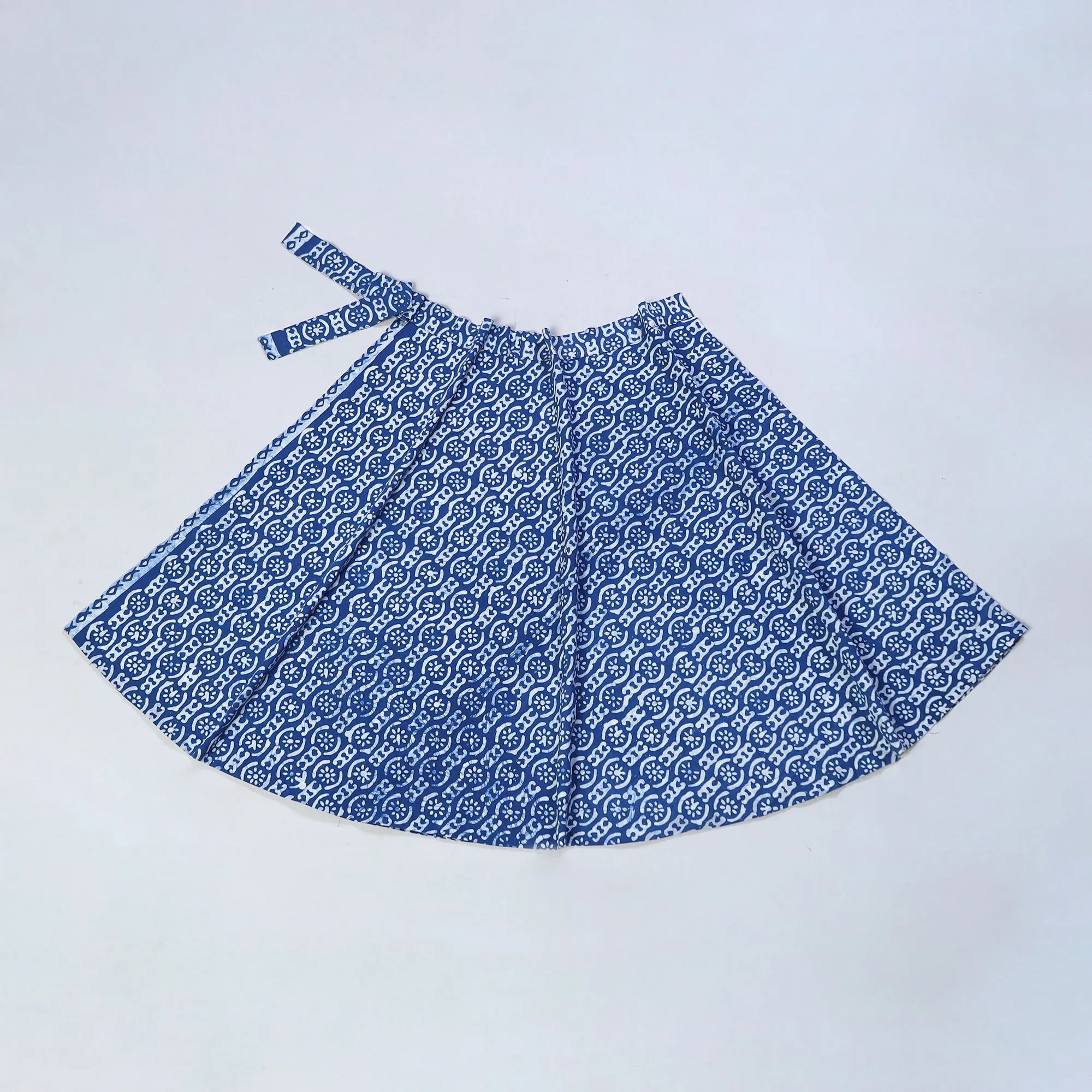 Blue - Hand Batik Print Cotton Wrap Around Skirt 15