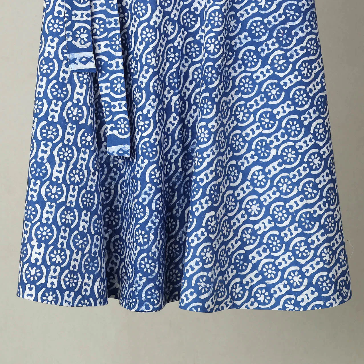 Blue - Hand Batik Print Cotton Wrap Around Skirt 15