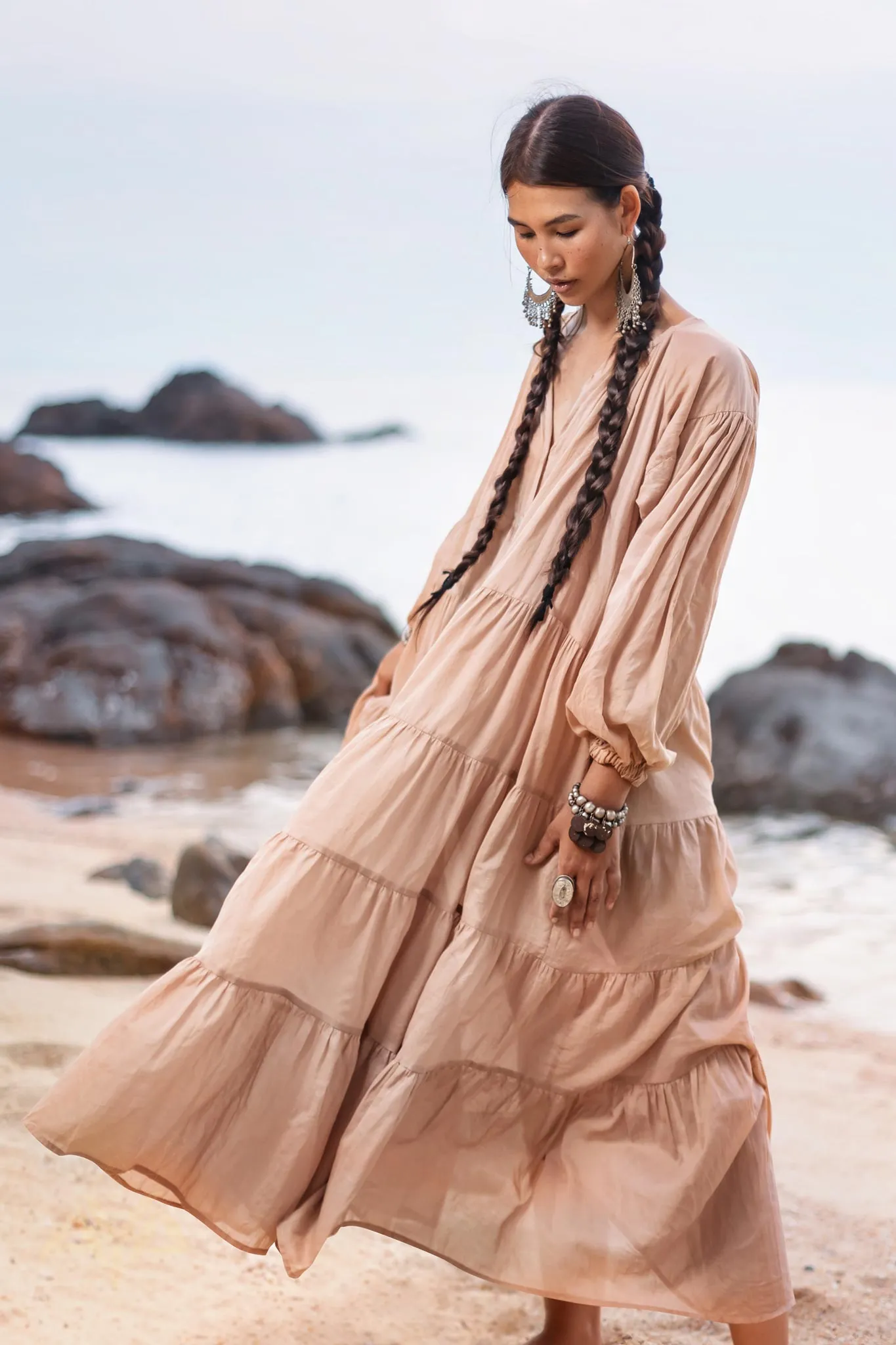 Boho Dress for Women • Beige Bohemian Prom Dress • Light Summer Dress