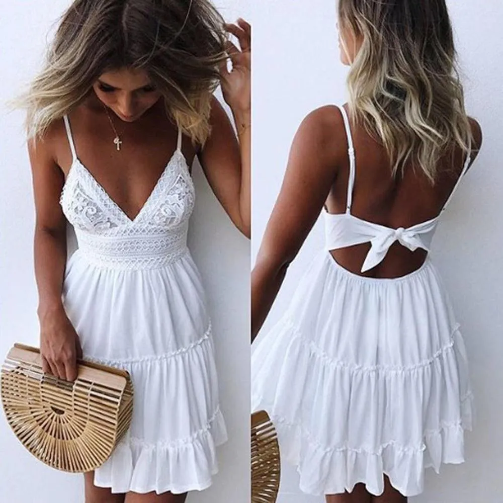 Boho Flowy Lace Detail Dress