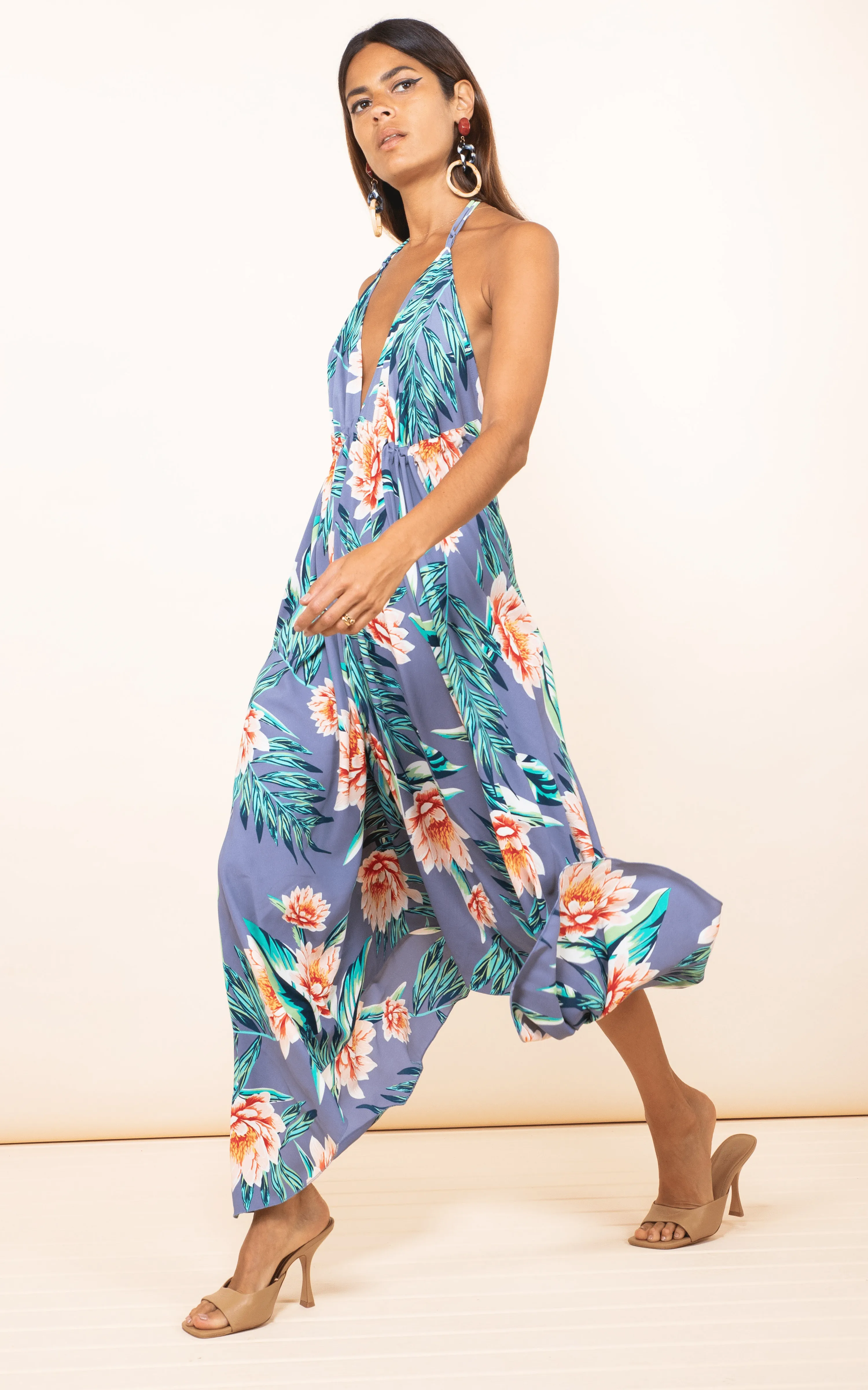 Boho Maxi In Grey Lotus Tropical