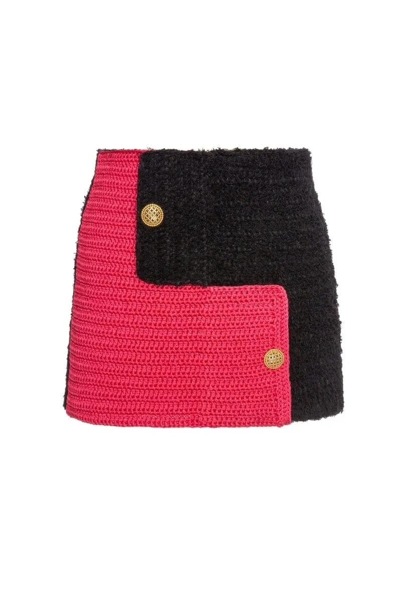 BRIJY PINK COLOR BLOCK SKIRT