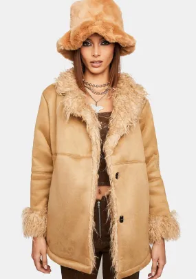 Brown Y2k Faux Fur Jacket