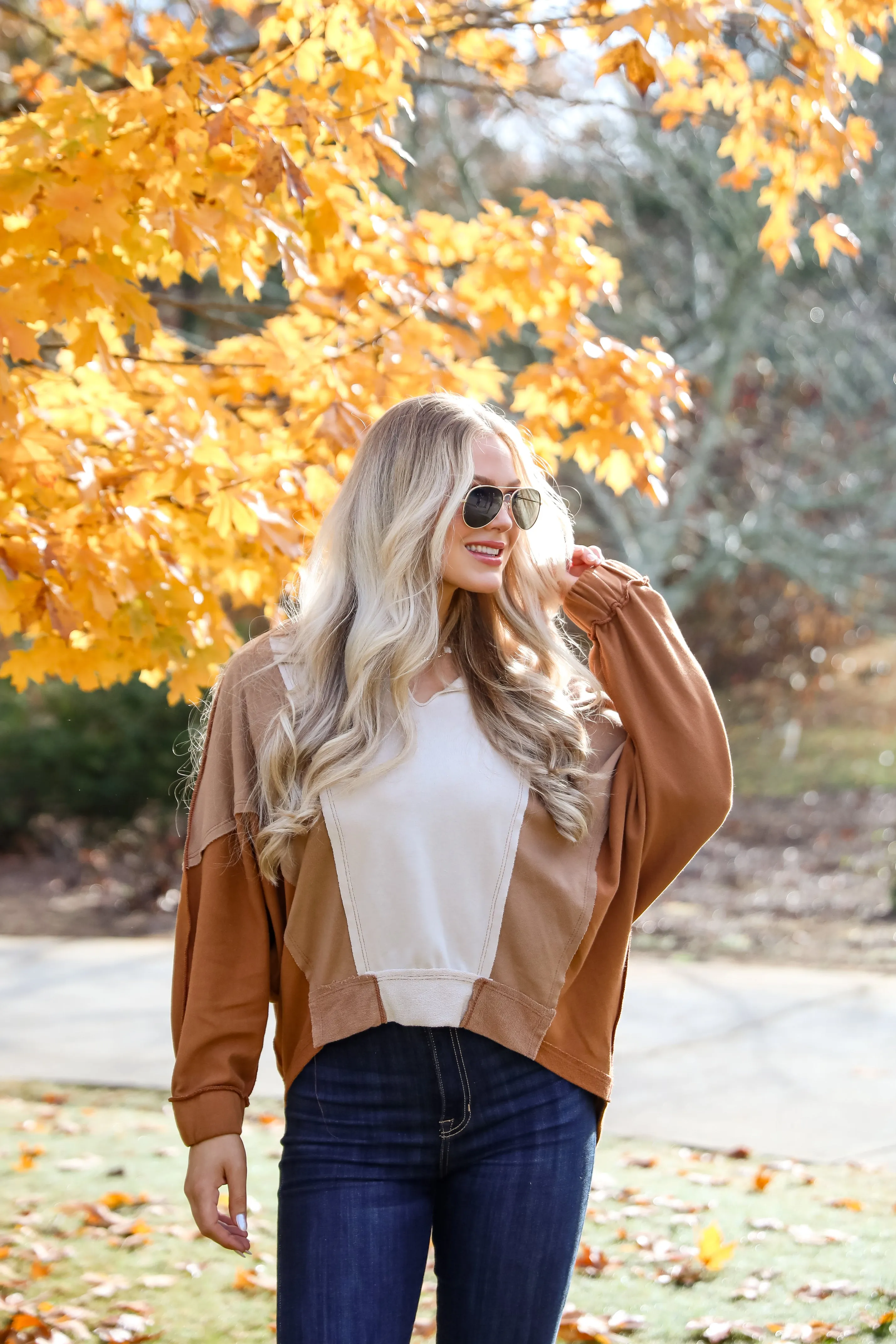 Casual Favorite Color Block Collared Top