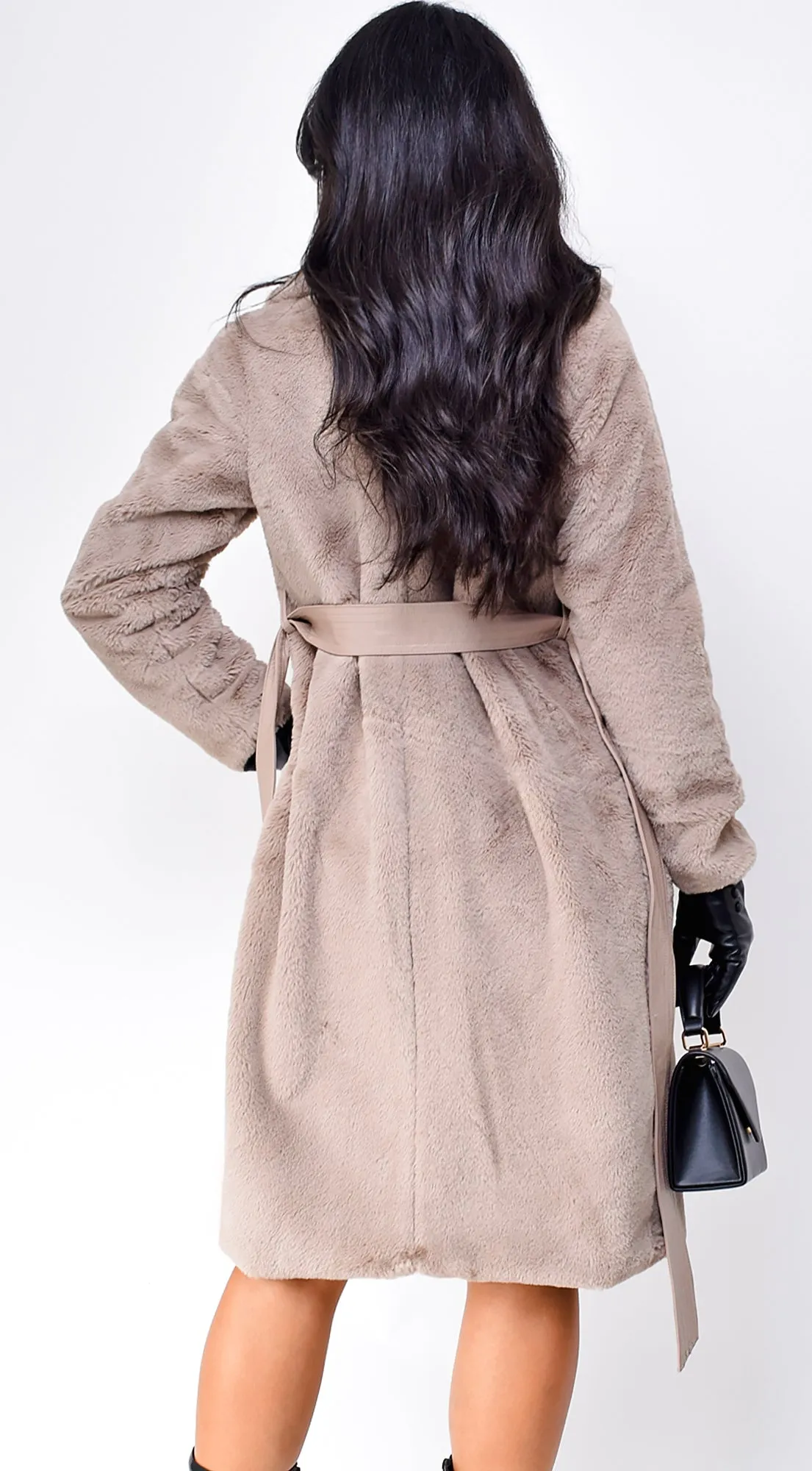 Cataleya Long Faux Fur Coat - Taupe