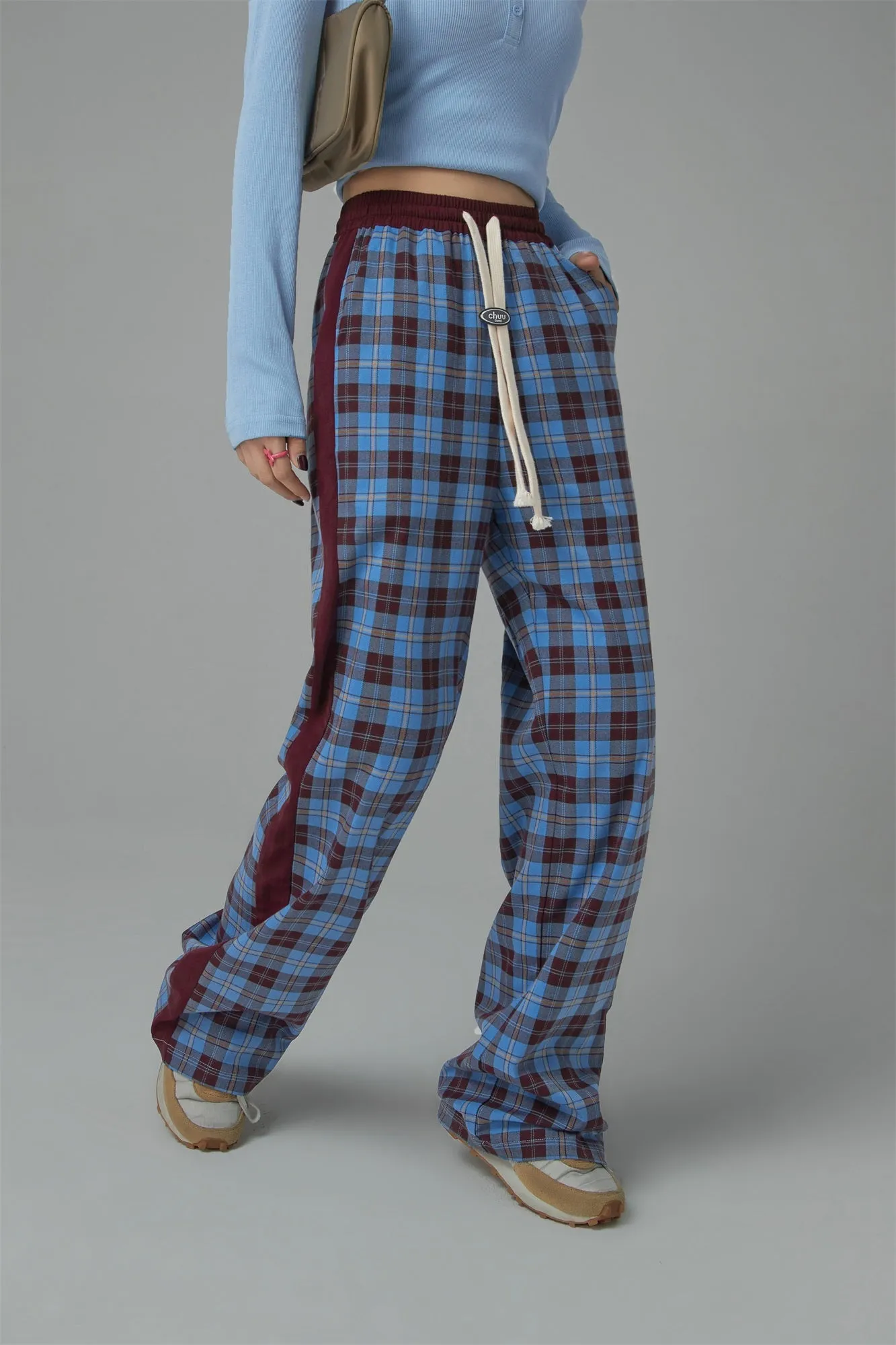 Check String Wide Casual Pants