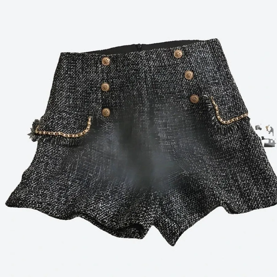 Chic High-Waist Tweed Shorts