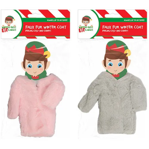 Christmas Elf Faux Fur Winter Coat Single - Assorted Festive Holiday Costume Accessory Warm Outerwear