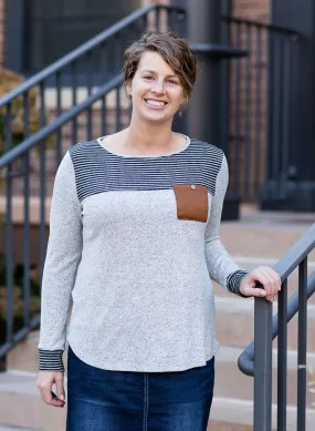 Color Block Suede Pocket Top