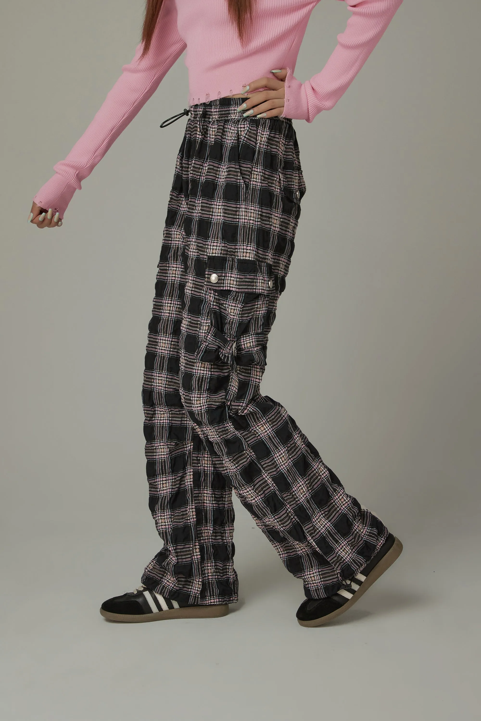 Color Pocket Check Pants