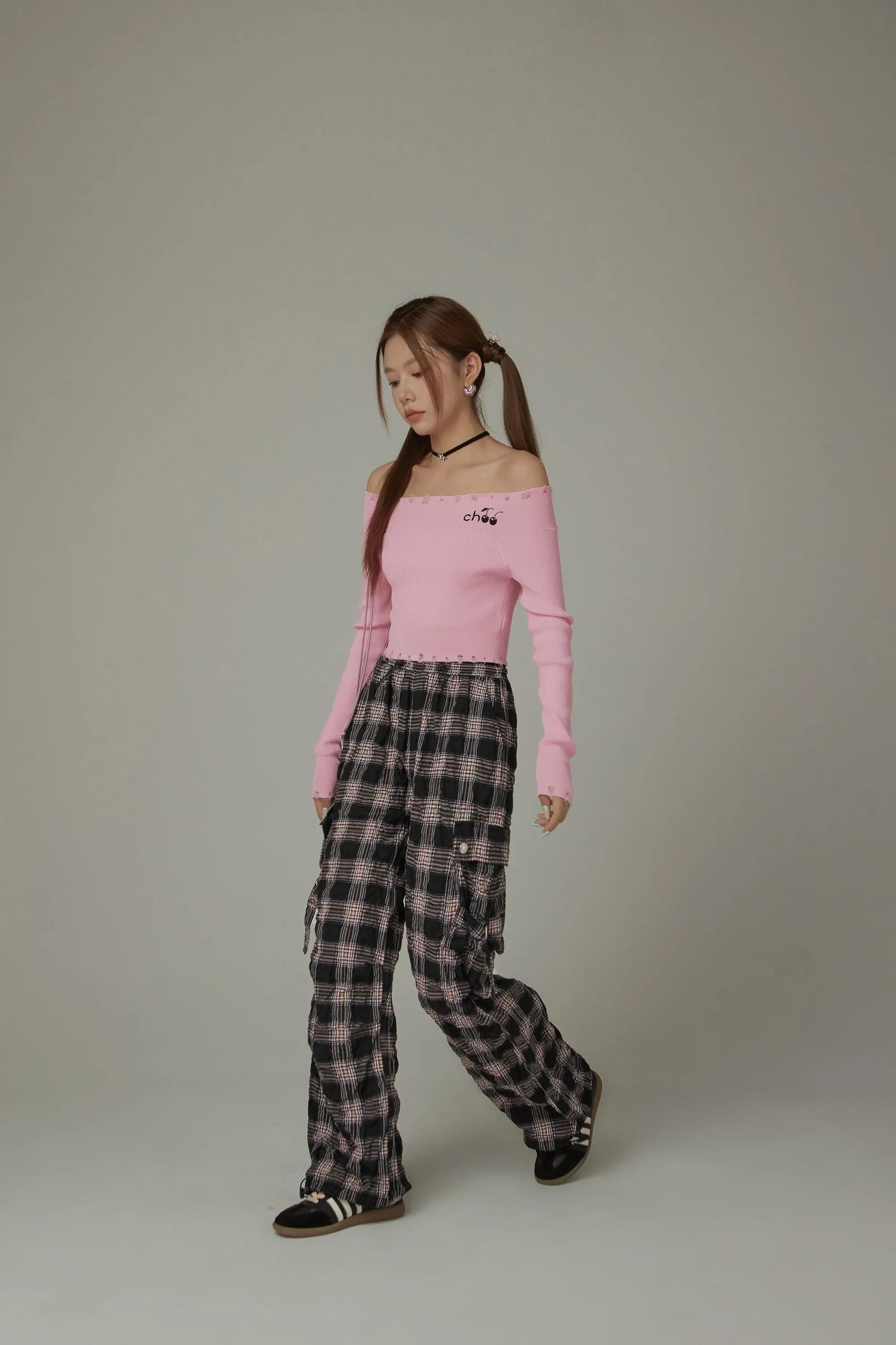 Color Pocket Check Pants