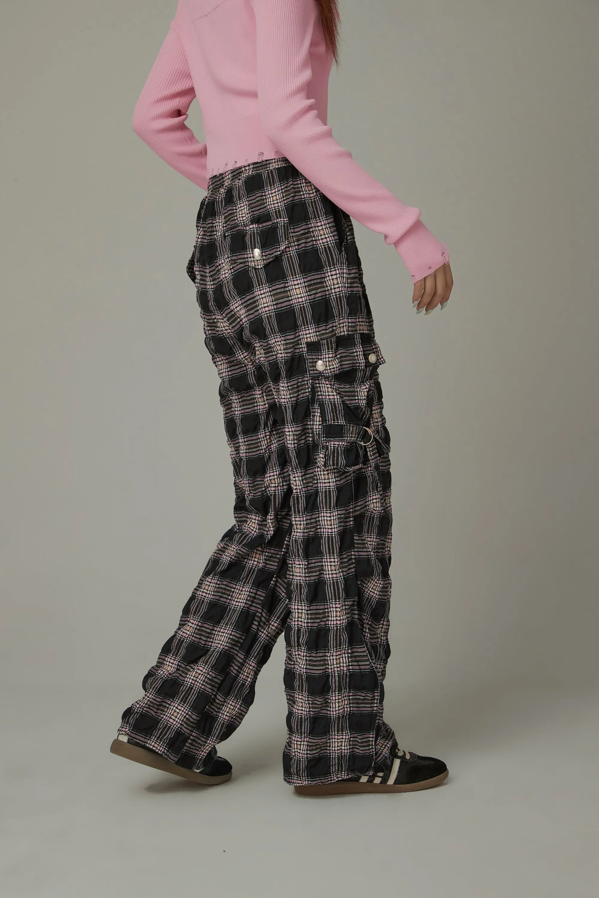 Color Pocket Check Pants