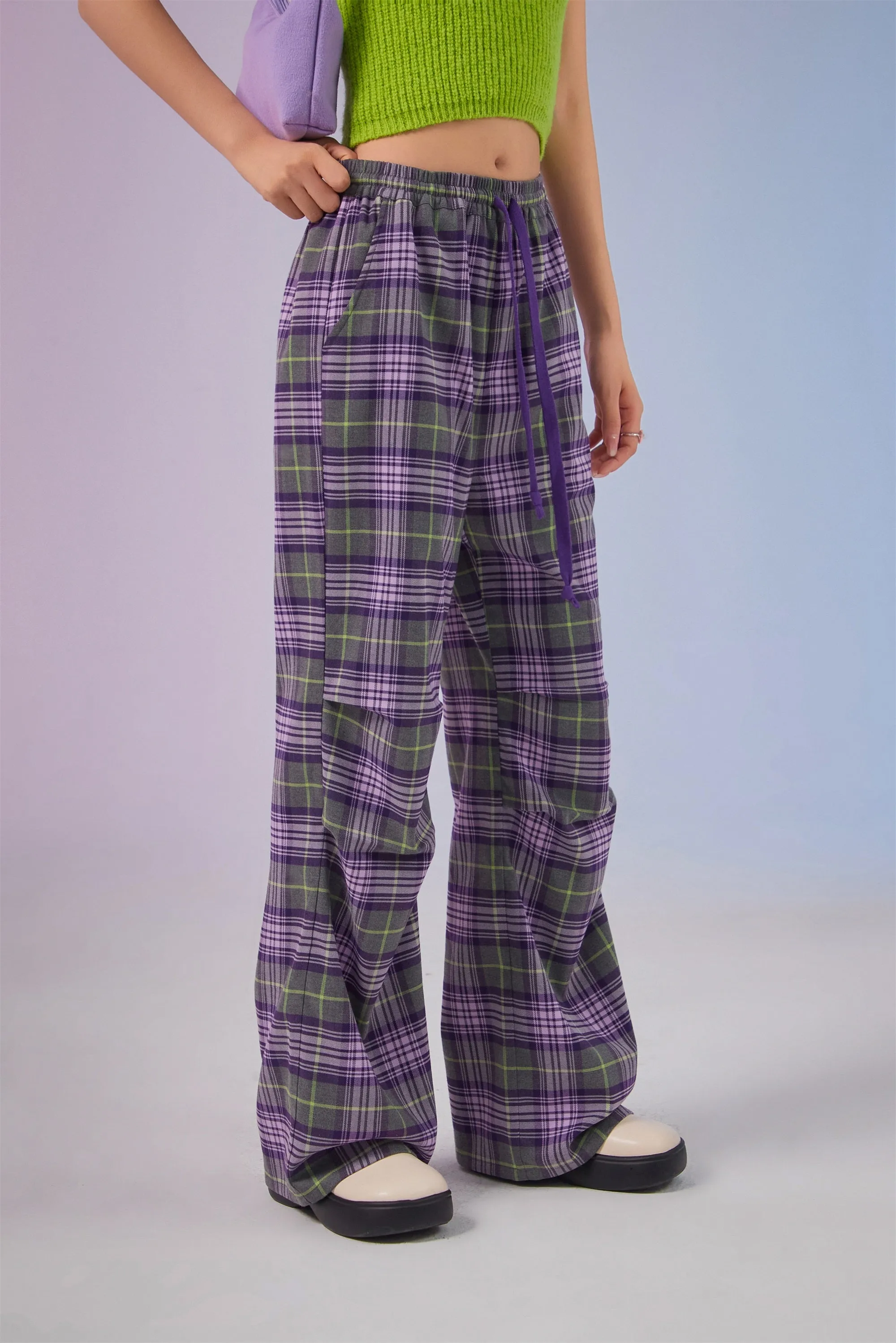 Color String Check Pants