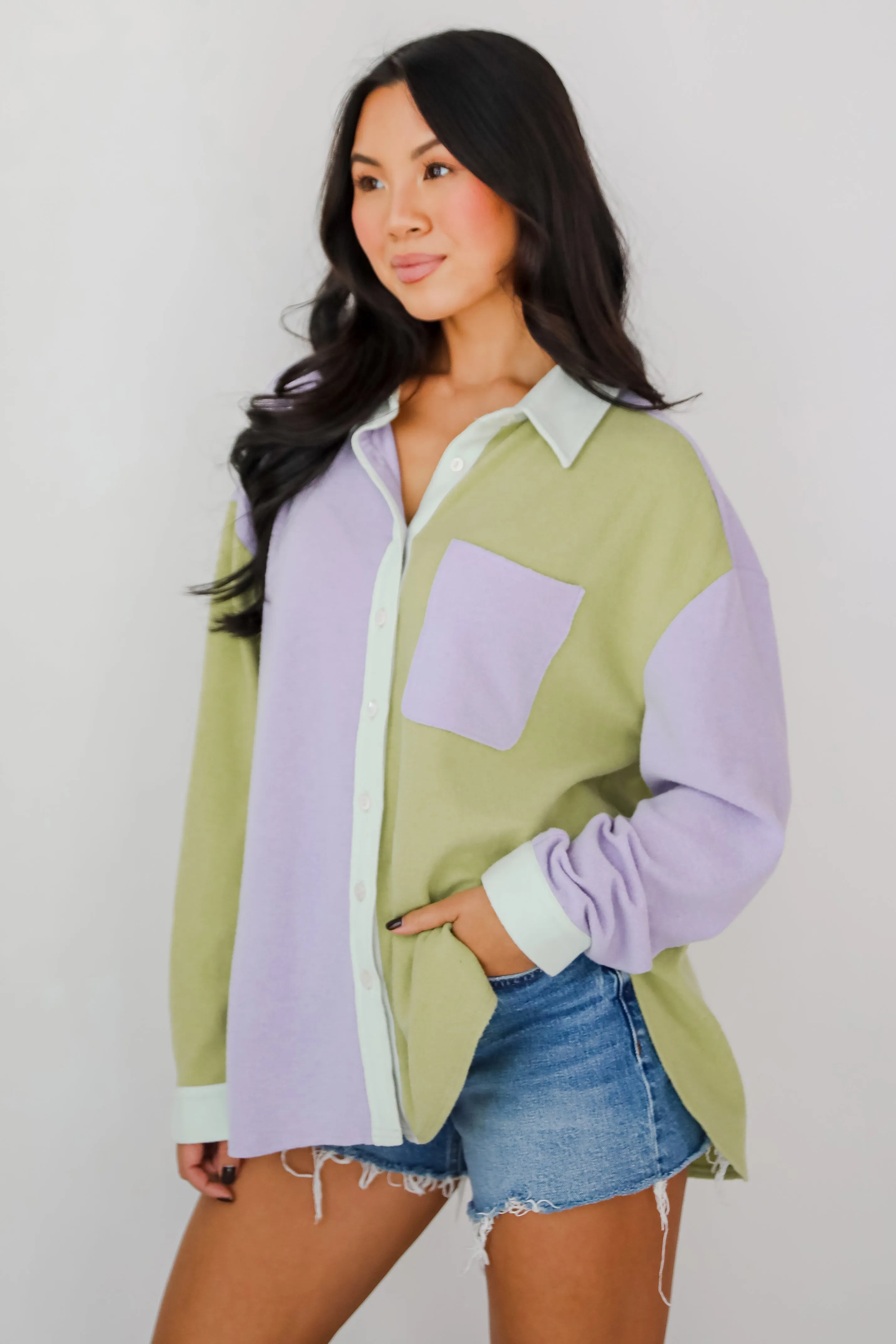 Convincing Charm Soft Knit Color Block Top