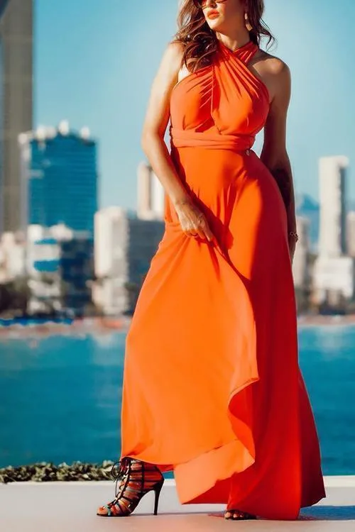 Cross Backless Sleeveless Maxi Dress