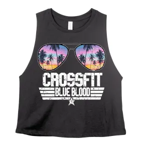 Crossfit Blue Blood CROP Bella Tank/ Aviators