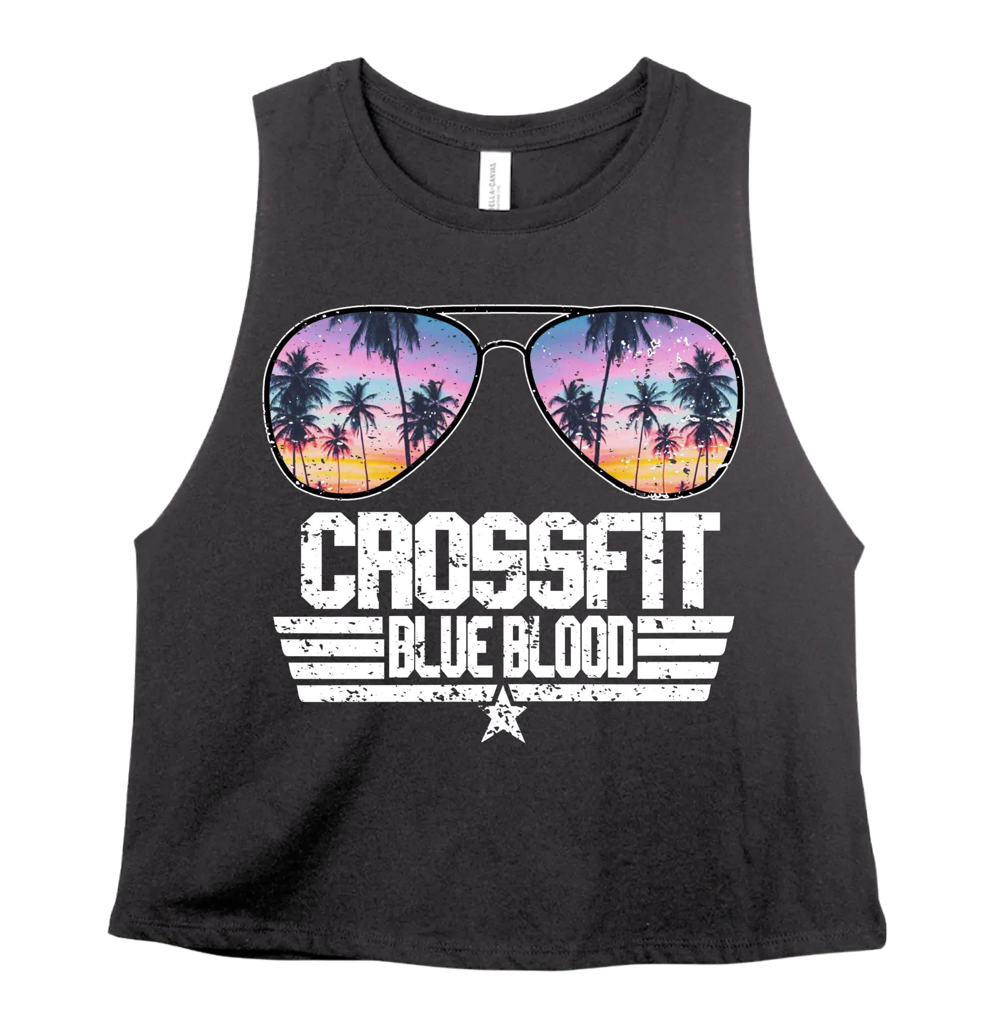 Crossfit Blue Blood CROP Bella Tank/ Aviators