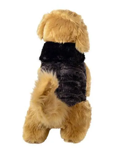 Dog Coat, Reversible - Luxury Faux Fur in Espresso Bean with Cuddly Fur in Black