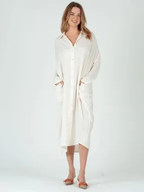 Ellie Boho Maxi Shirt Dress-Ivory