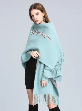 Embroidered Knitted Shawl Cloak Bat Sleeve