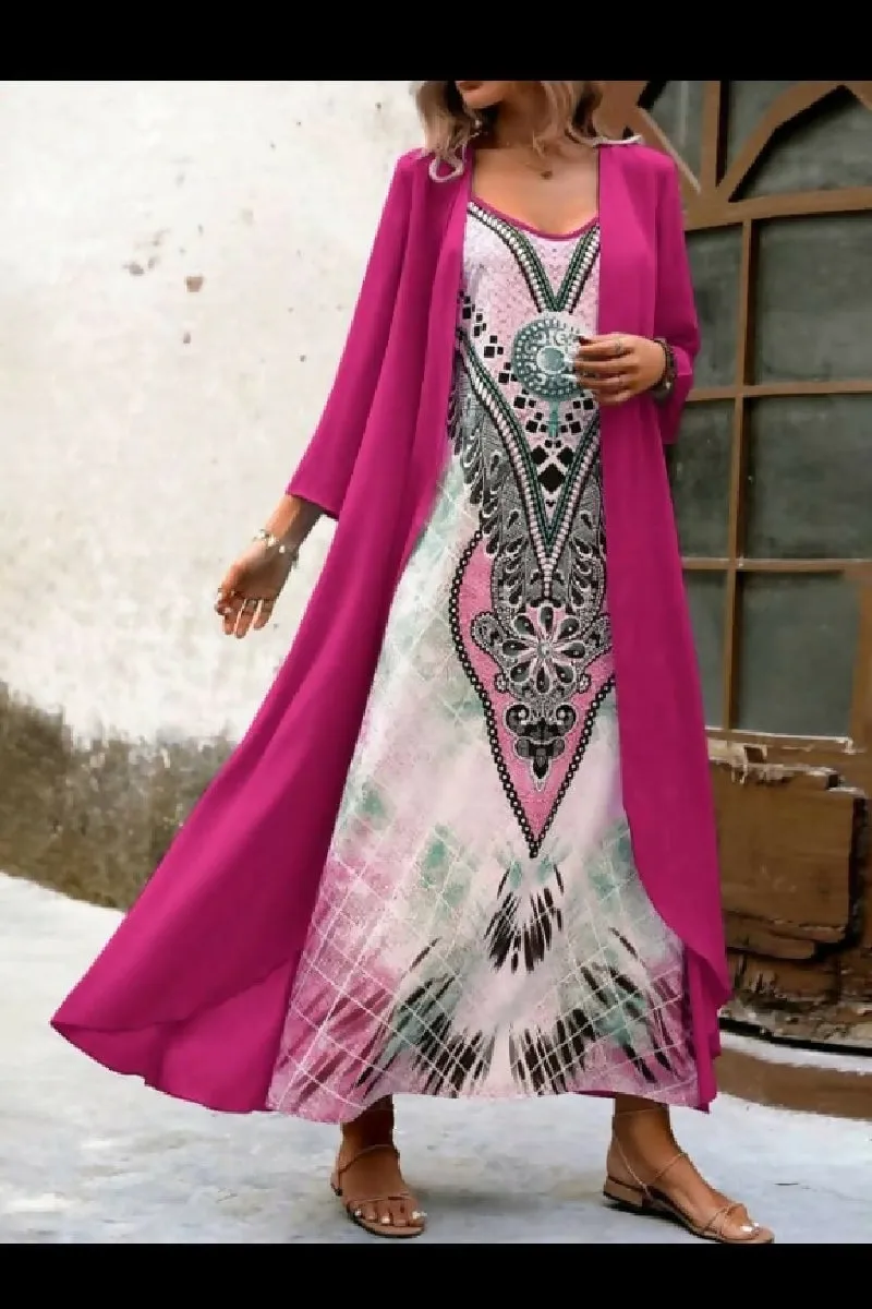 Fashion Beauty Style 7 Boho Style Dress With Cardigan