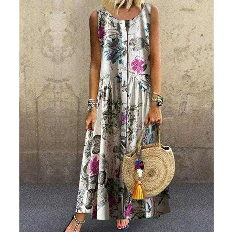 FashionSierra - New Women's Boho Sleeveless Summer Dress