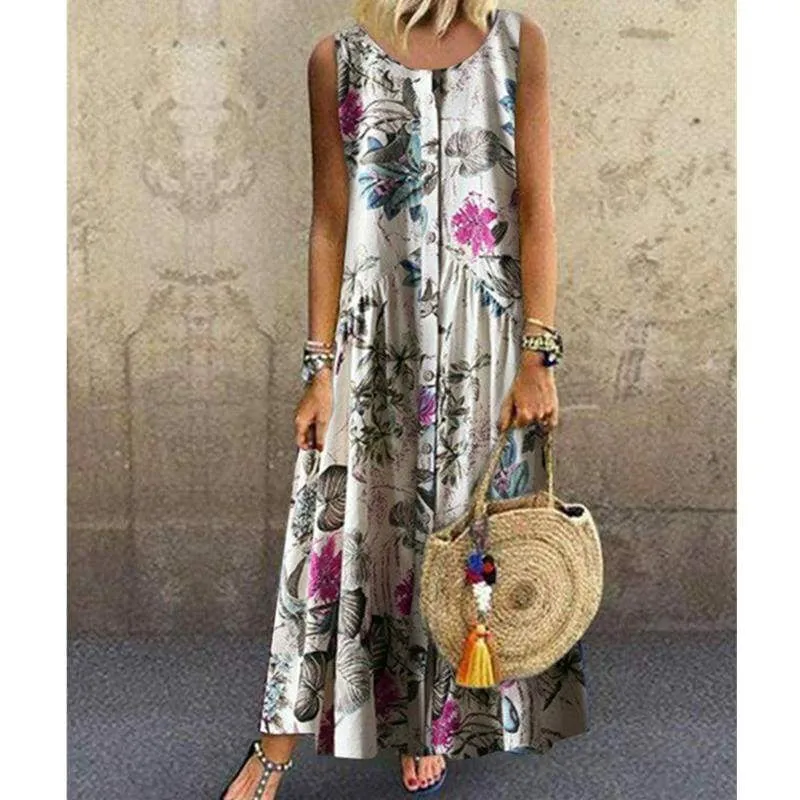 FashionSierra - New Women's Boho Sleeveless Summer Dress