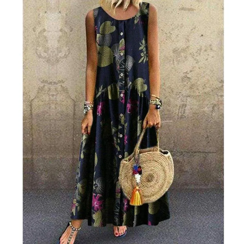 FashionSierra - New Women's Boho Sleeveless Summer Dress