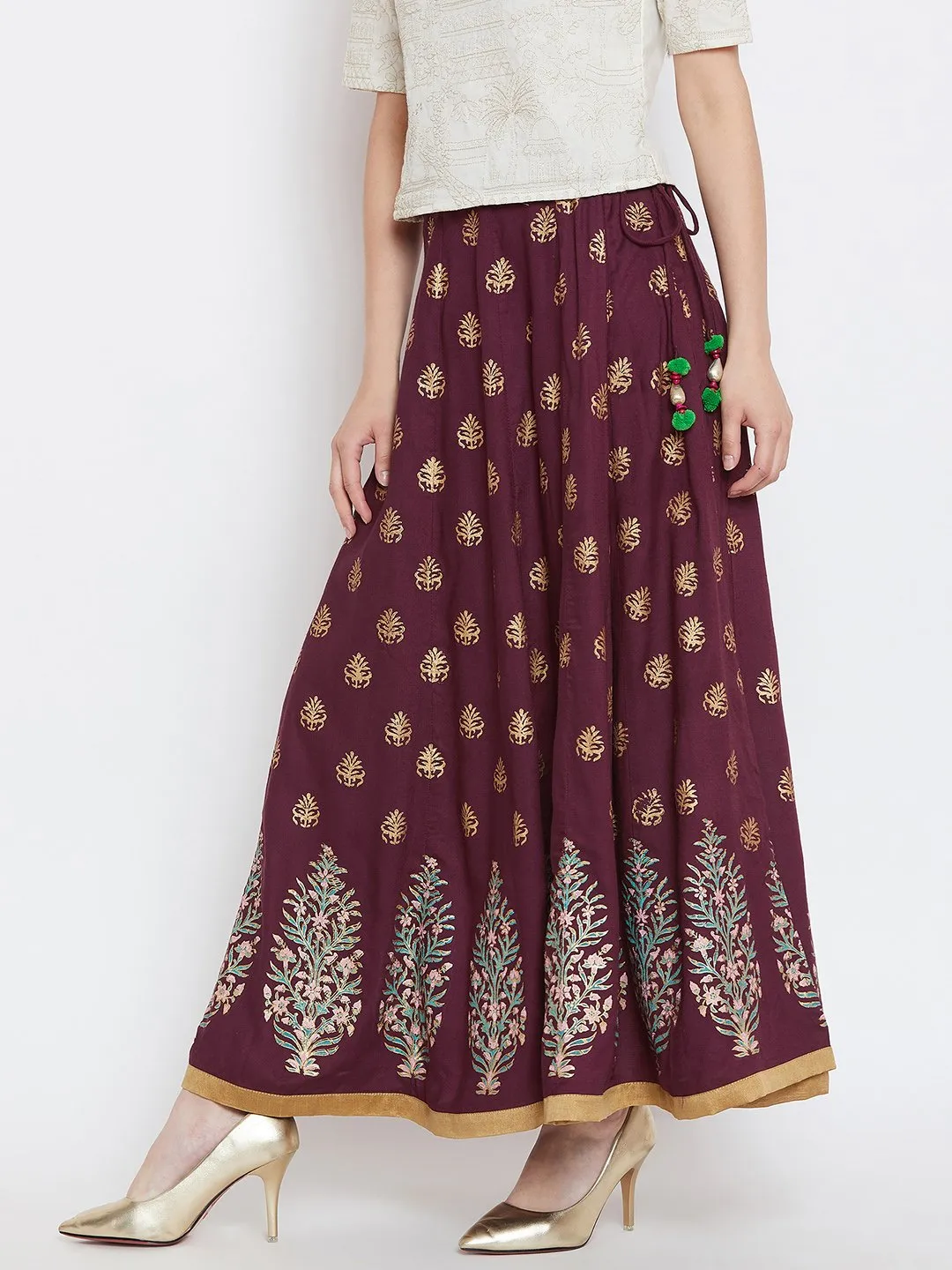 Flower buti block printed skirt