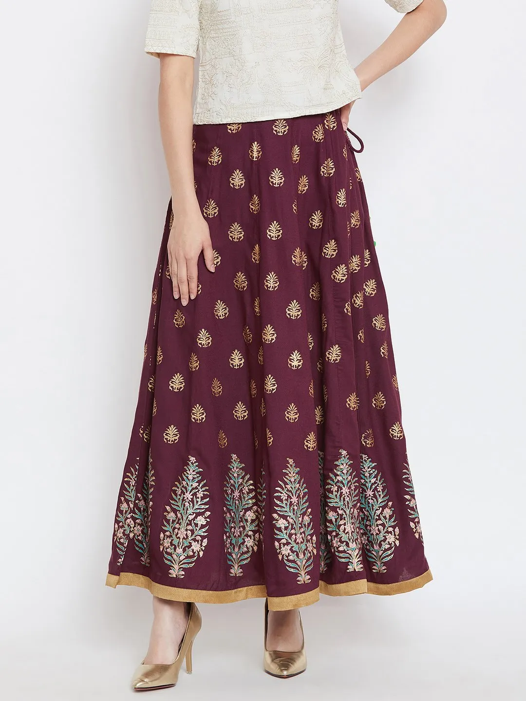 Flower buti block printed skirt