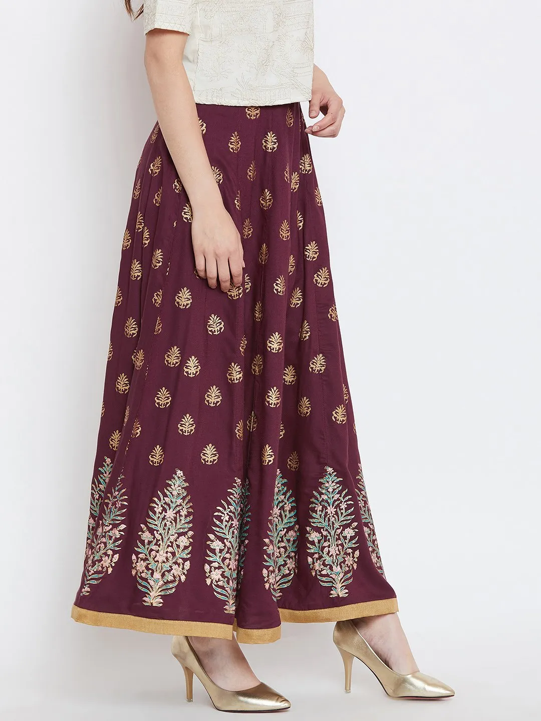 Flower buti block printed skirt