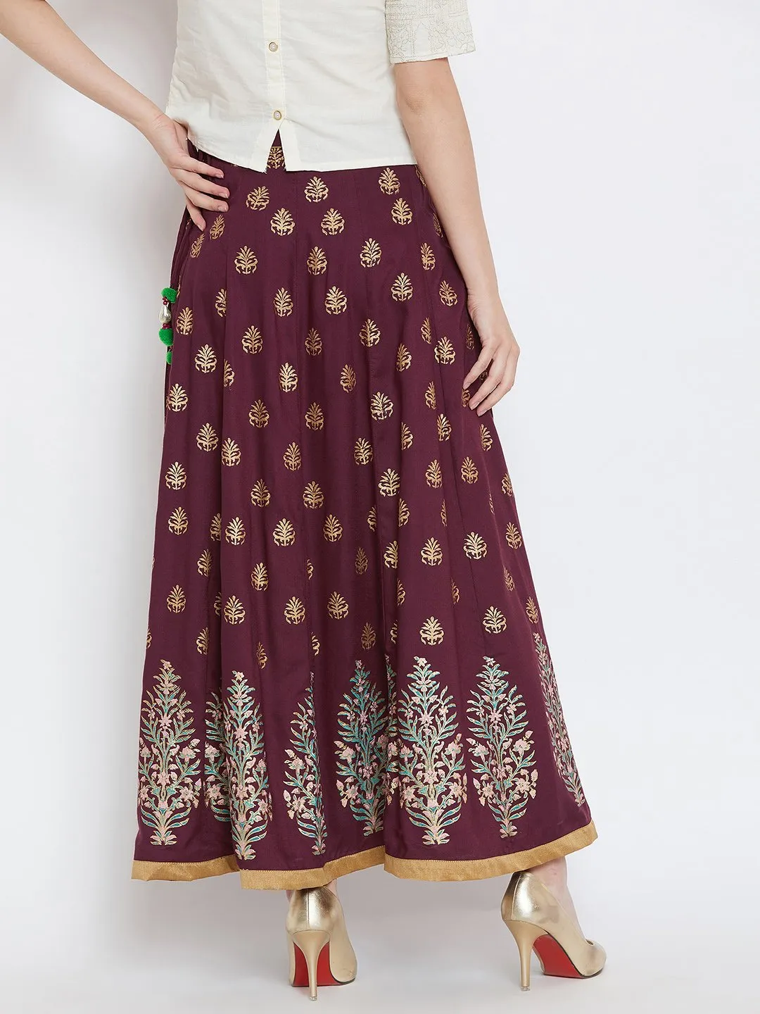 Flower buti block printed skirt