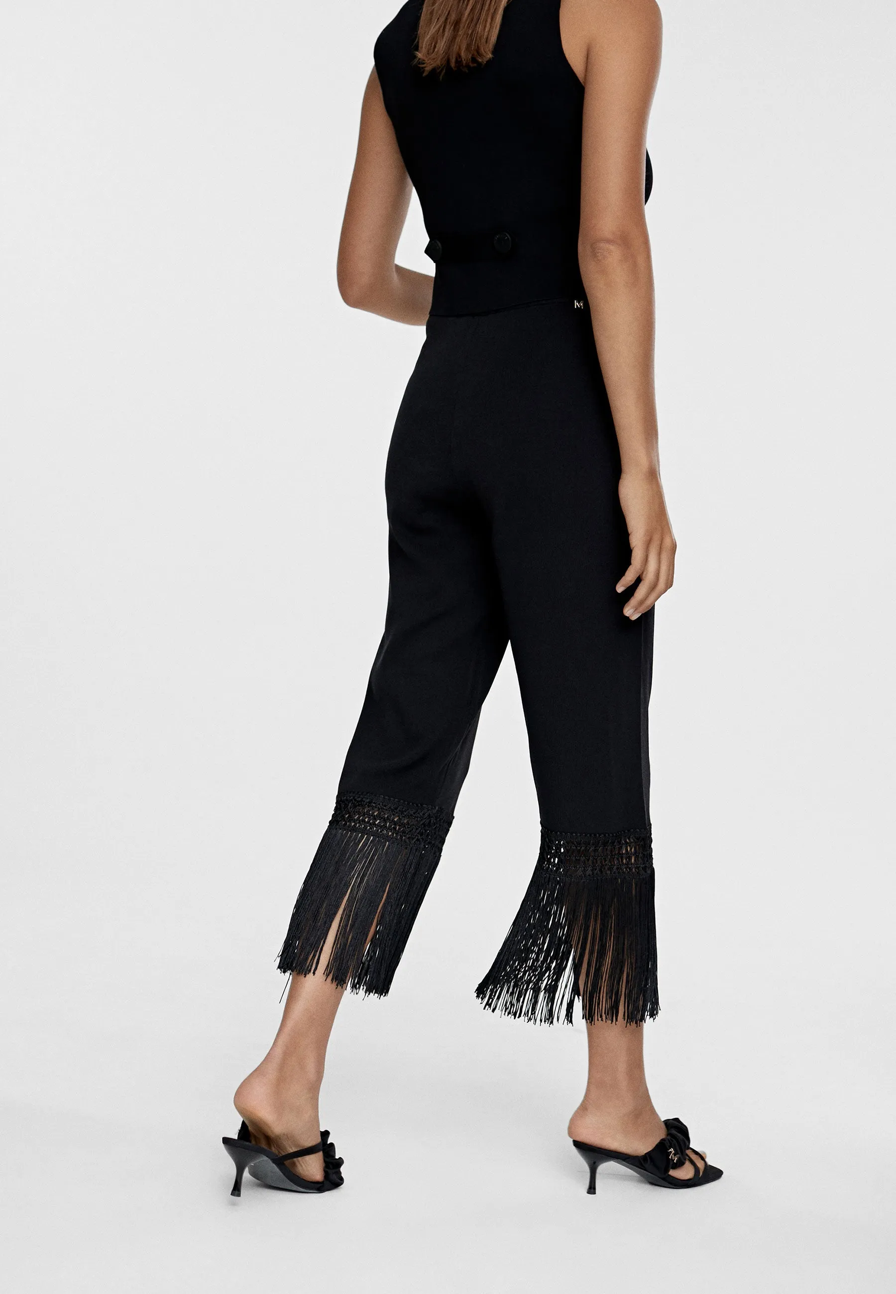 Fringed knit trousers