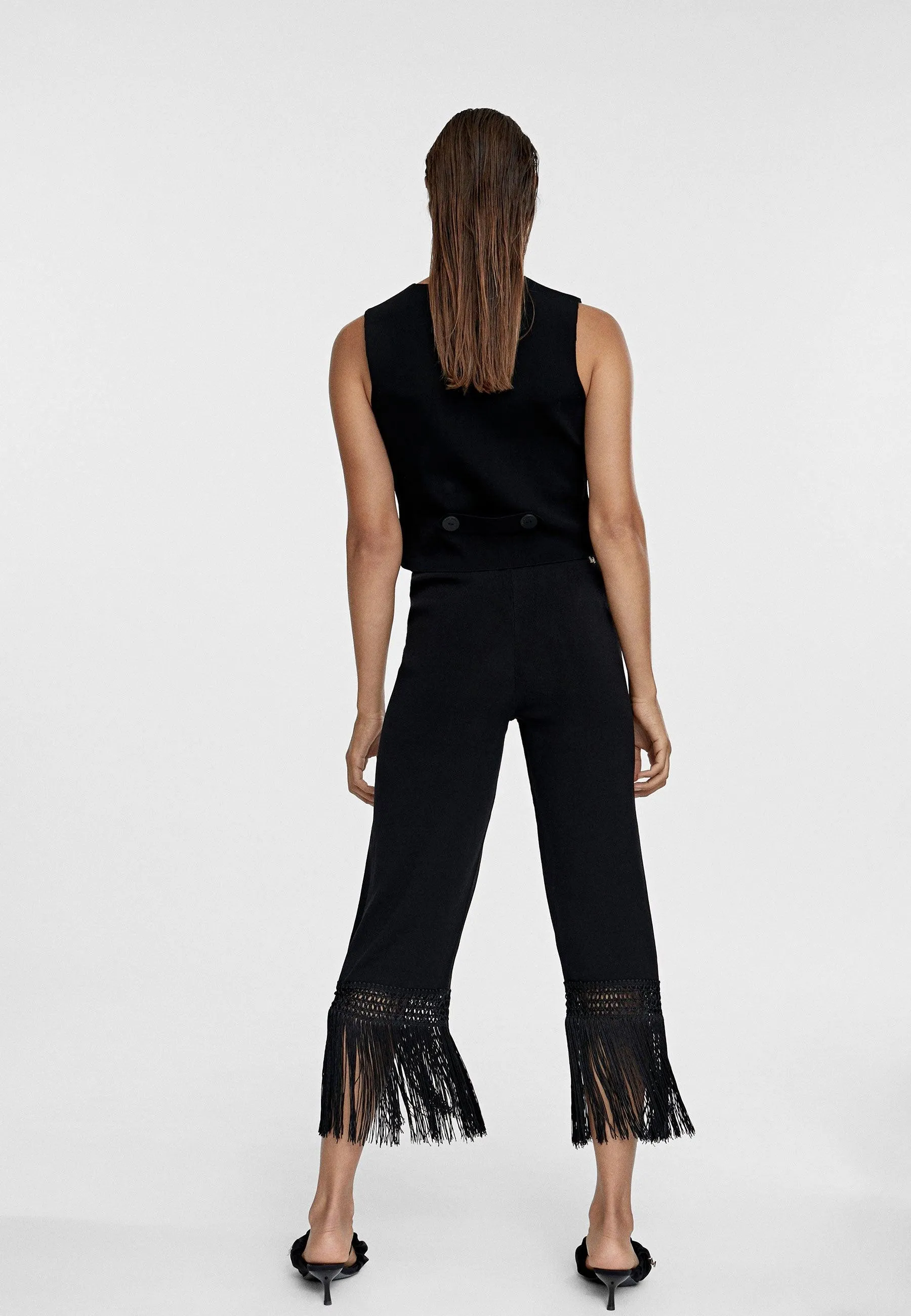 Fringed knit trousers