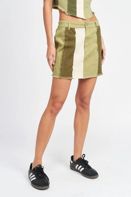 High Rise Color Block Skirt