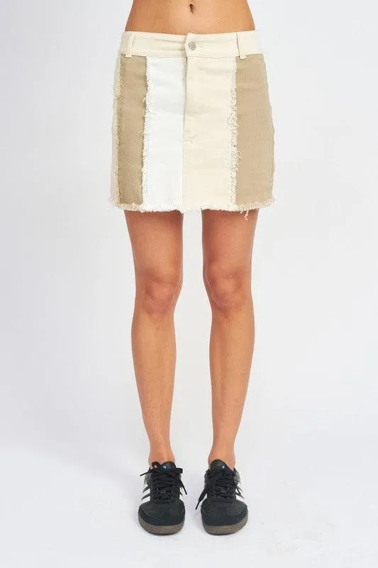 High Rise Color Block Skirt