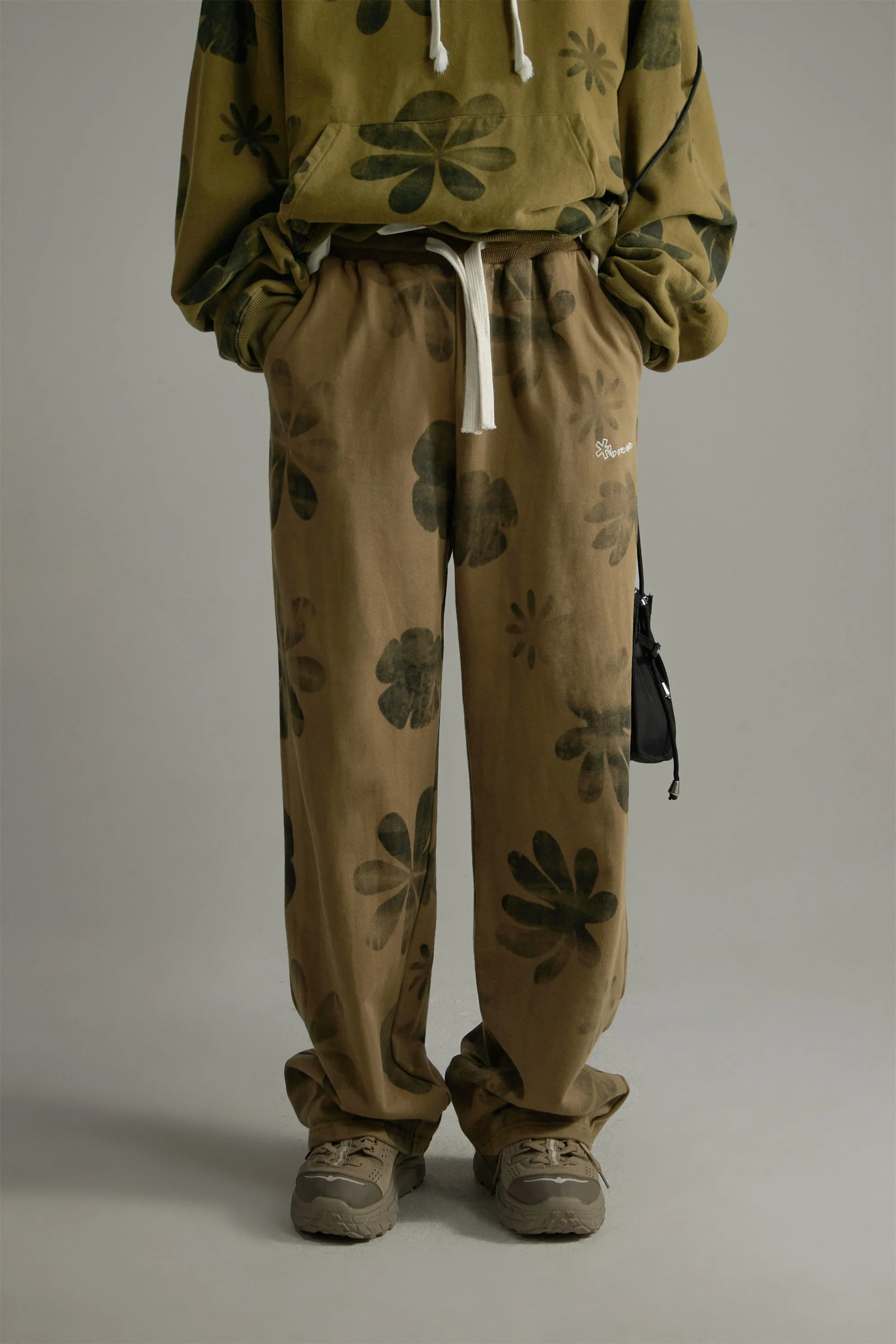 High-Waisted Casual Flower Pants