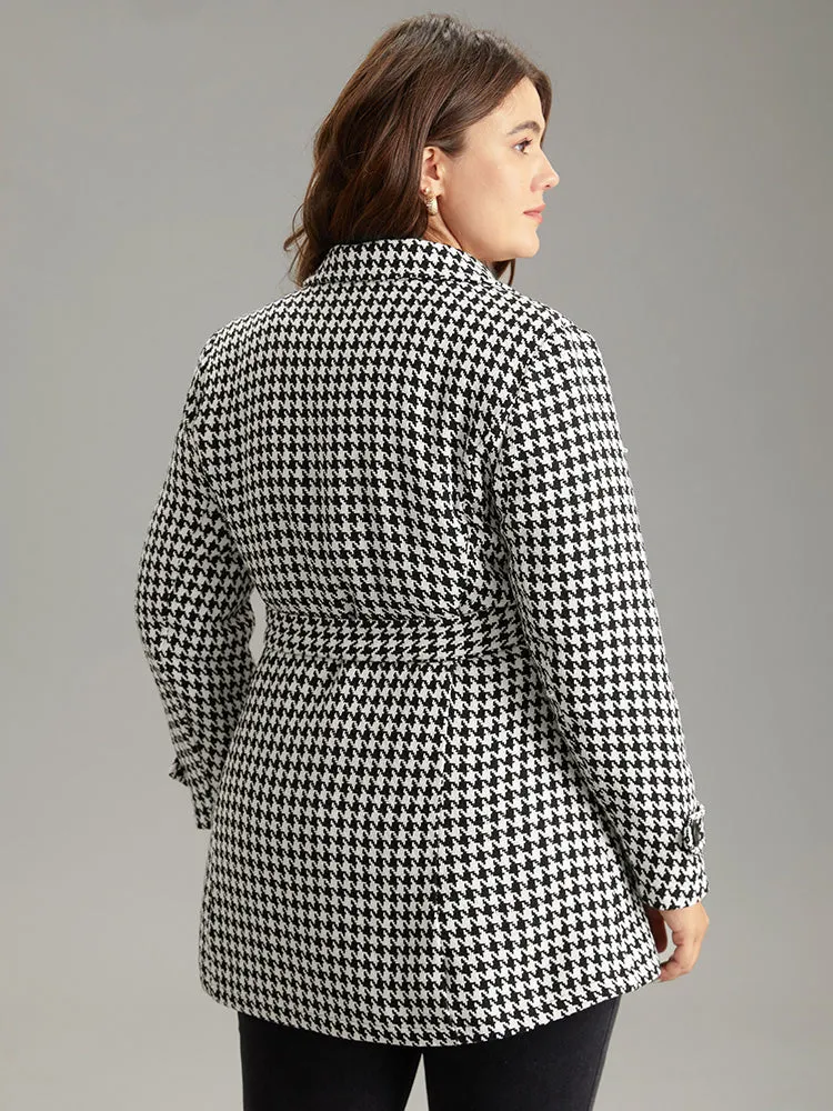 Houndstooth Double Breasted Belted Coat