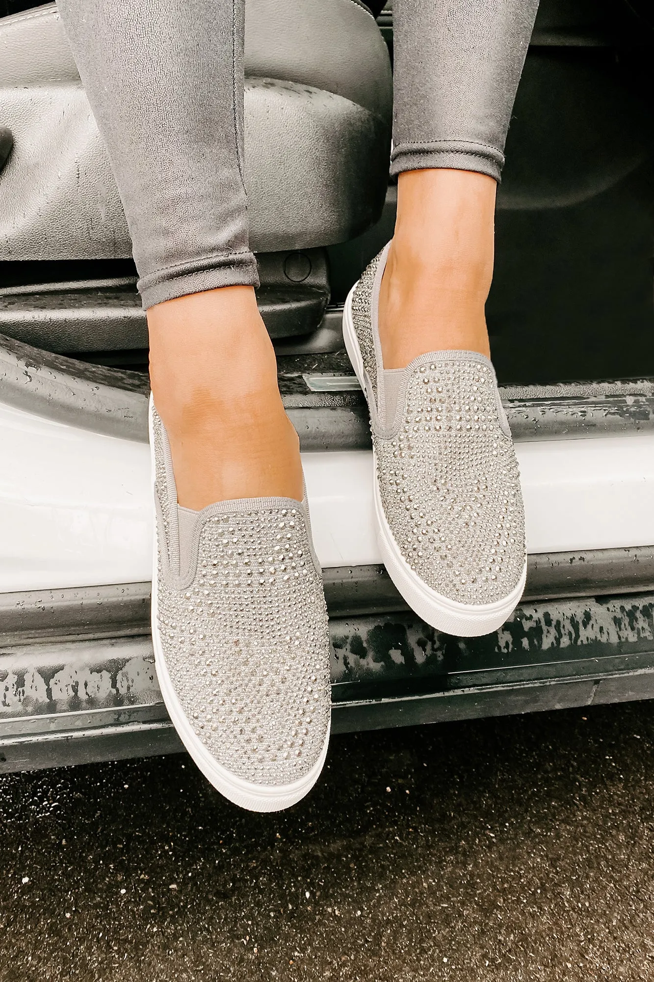 IMPERFECT Infinity Rhinestone Slip-On Sneakers (Pewter)