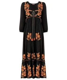 Joe Browns 12 Black Sensational Embroidered Boho Dress