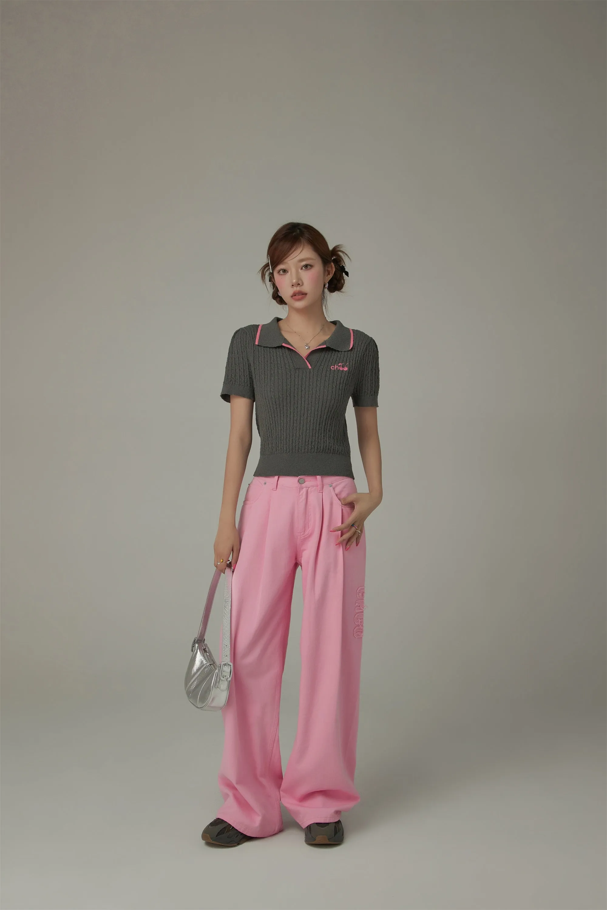 Logo Long Wide Baggy Color Pants