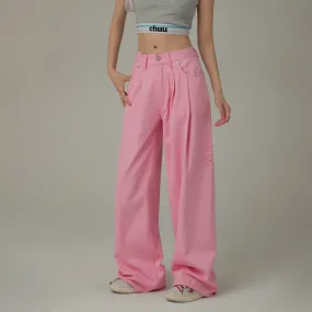 Logo Long Wide Baggy Color Pants